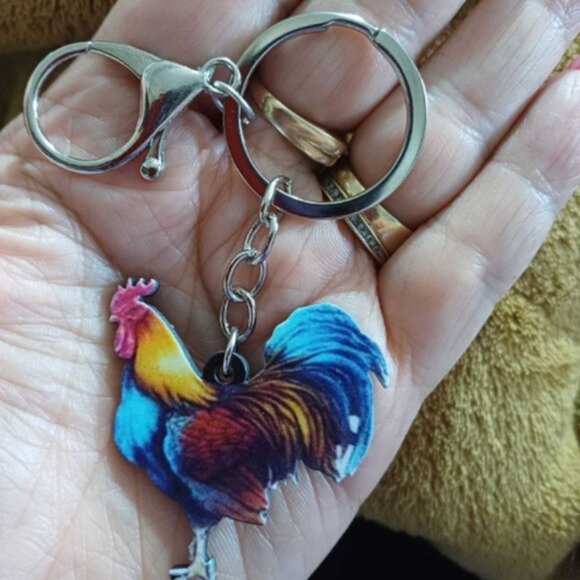Acrylic Keychain, Standing Rooster Chicken Keychains, Key Holder - Picture 3 of 3
